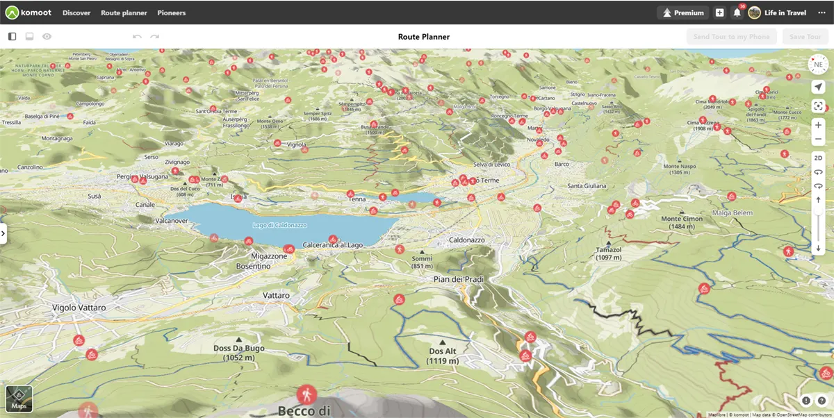 attivazione mappe 3D komoot
