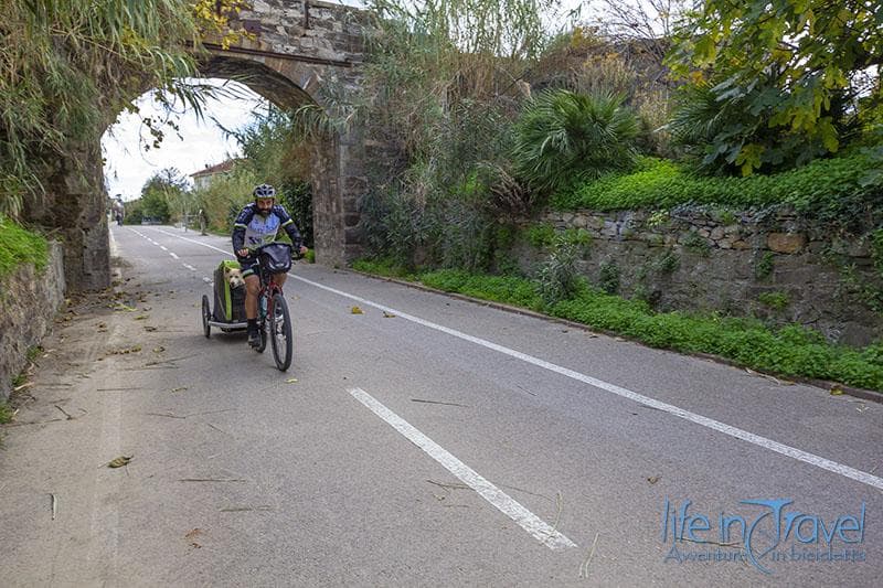 pedalando sulla ciclaile leo e nala