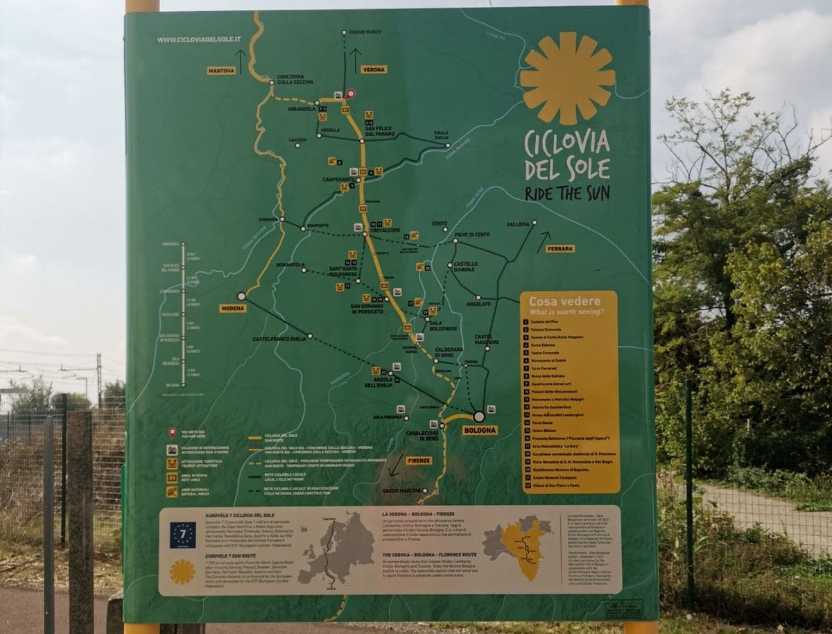 ciclovia del sole mappa
