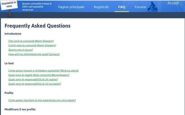 Faq di Warmshowers