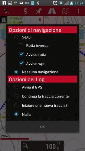 Menu seguire traccia