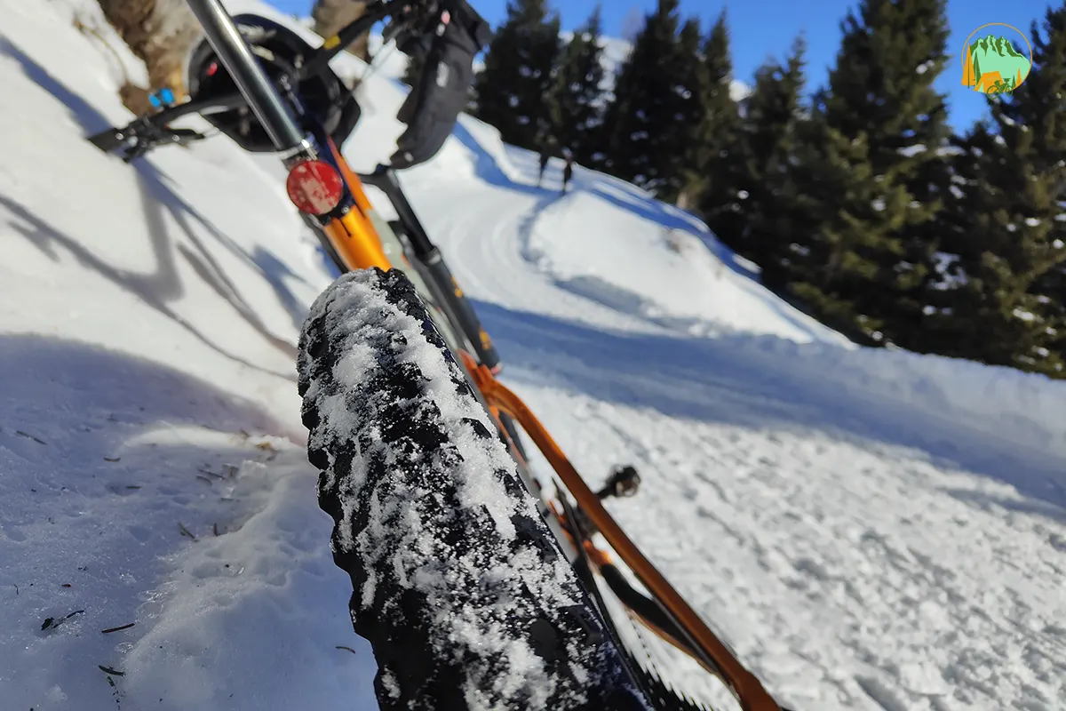 in bici sulla neve