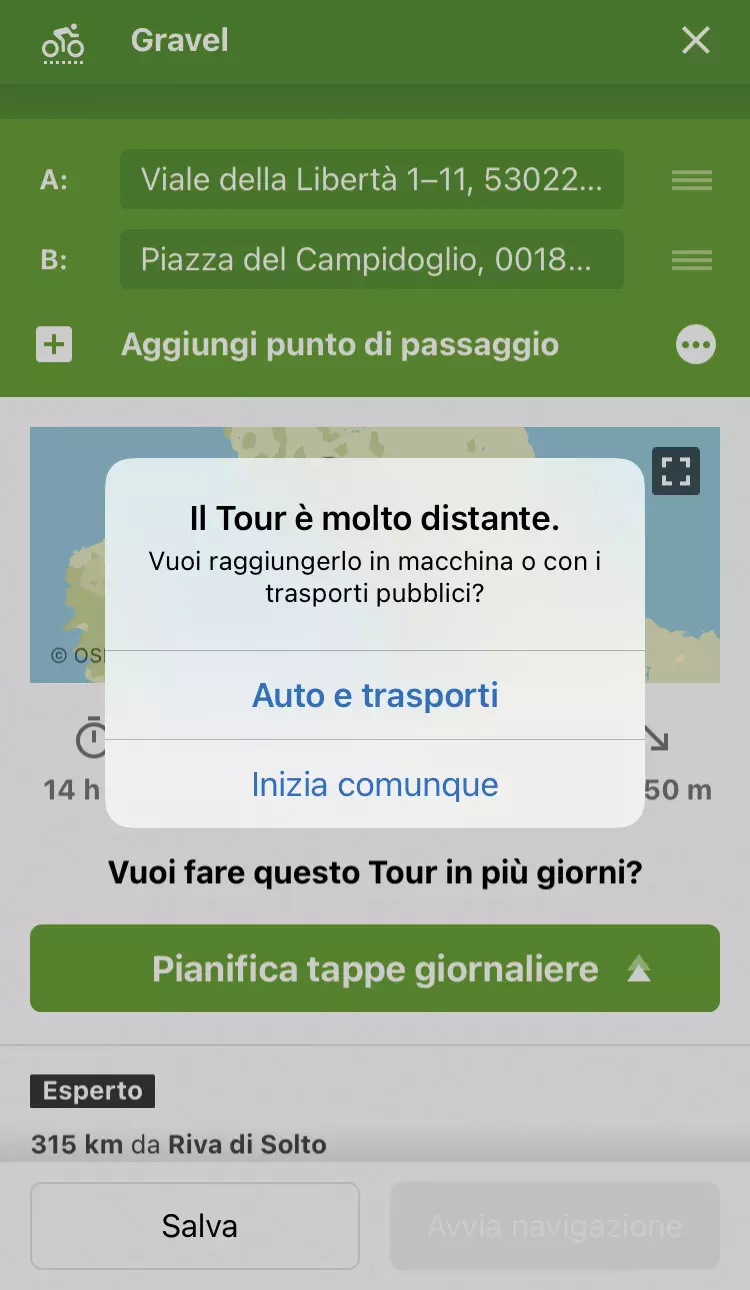 6C navigazione di un tour inizio lontano