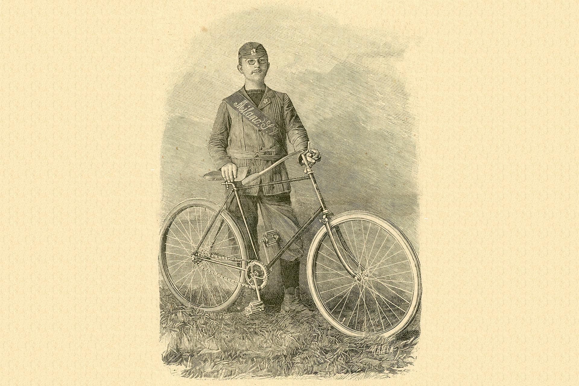 Luigi Masettii sulla bicicletta