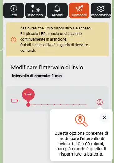 intervallo invio