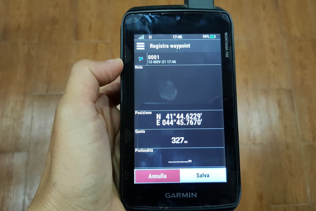 registrazione waypoint garmin montana 700