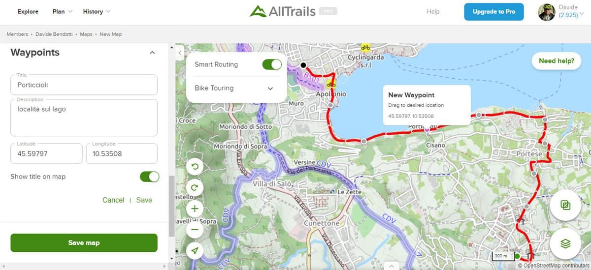 Creare percorsi bici 10 waypoints
