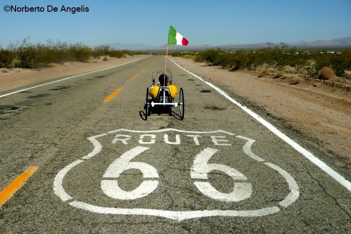 Norberto in handbike sulla Route 66