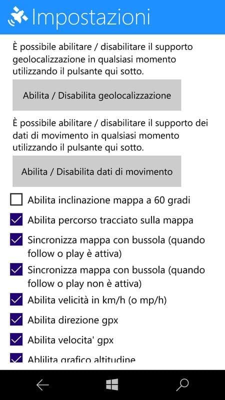 Impostazioni GPX viewer and recorder