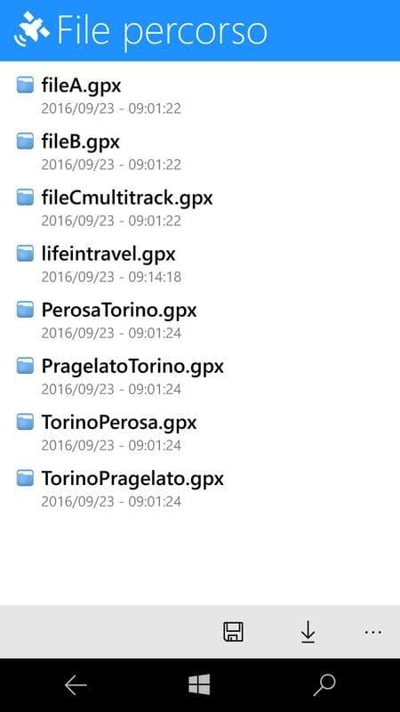Pagina files di GPX viewer