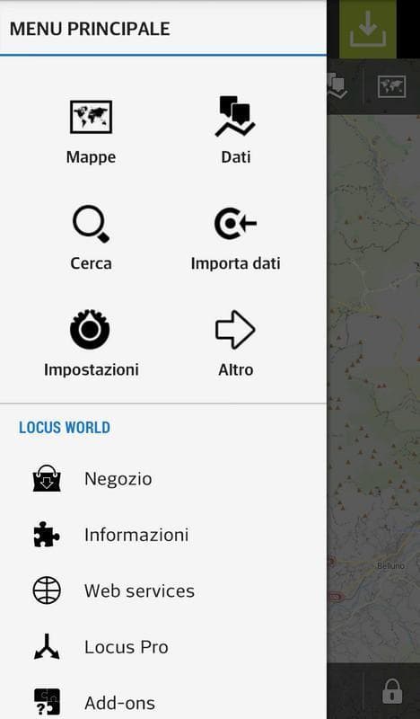locus map menu principale